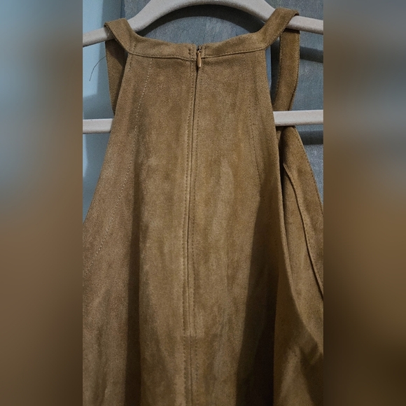 FAB'RIK Faux suede tan halter stretch top. Size Small NWT - Picture 5 of 9